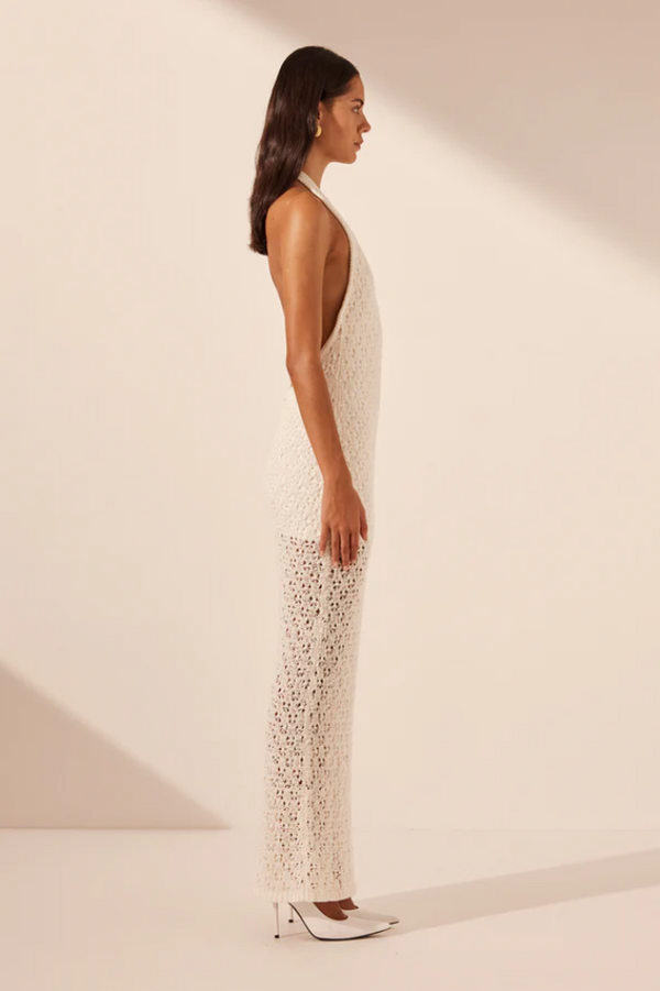 Emilio Halter Open Back Maxi Dress Rice