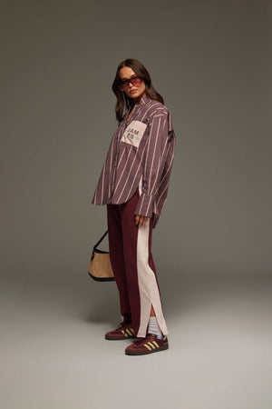 Alpine Cotton Stripe Shirt Red Wine