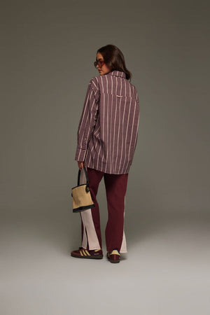 Alpine Cotton Stripe Shirt Red Wine