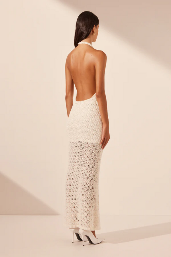 Emilio Halter Open Back Maxi Dress Rice