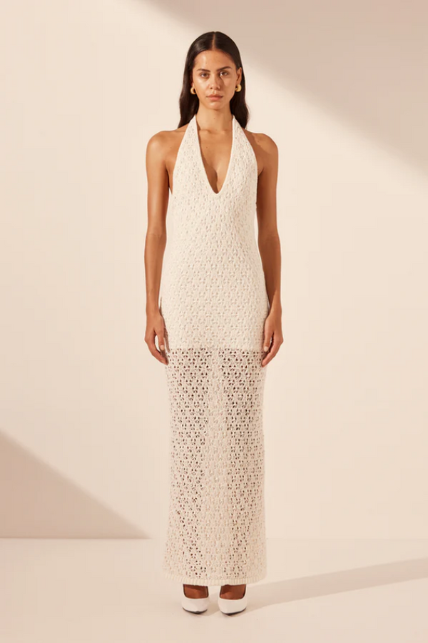 Emilio Halter Open Back Maxi Dress Rice