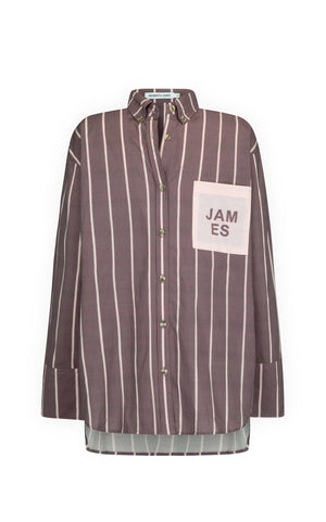 Alpine Cotton Stripe Shirt Red Wine