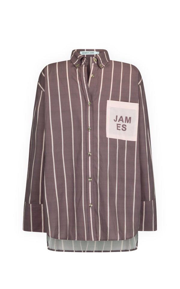 Alpine Cotton Stripe Shirt Red Wine