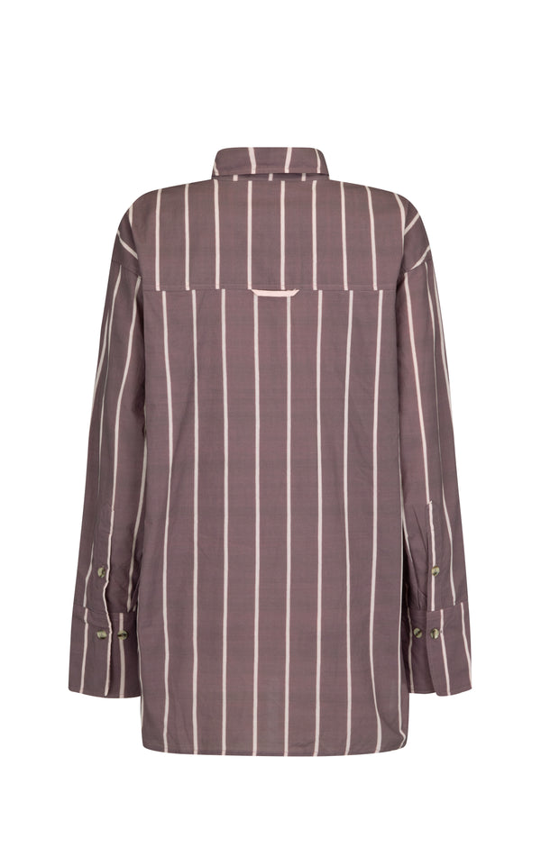 Alpine Cotton Stripe Shirt Red Wine