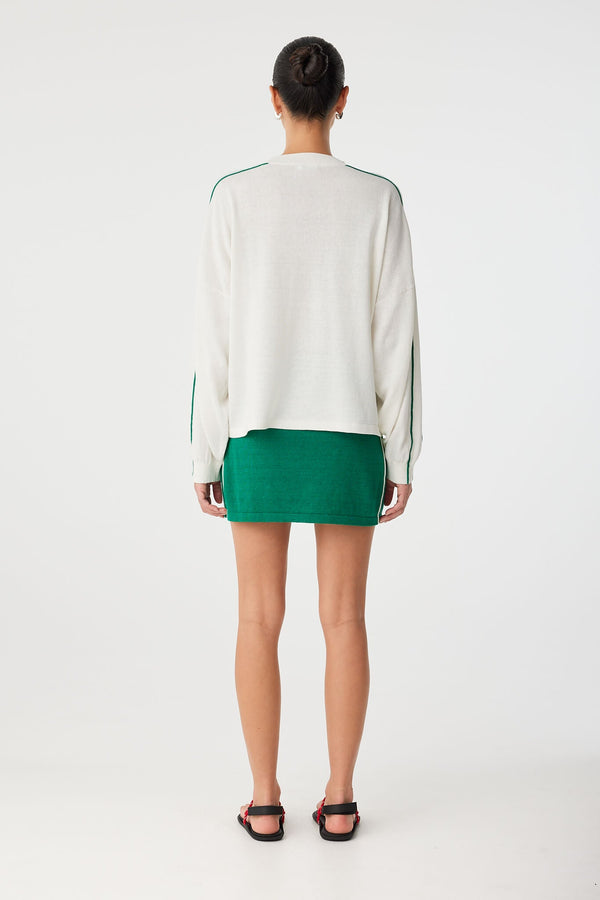 Pippa Long Sleeve - Cream & Palm Green