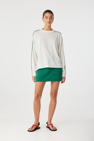 Pippa Long Sleeve - Cream & Palm Green