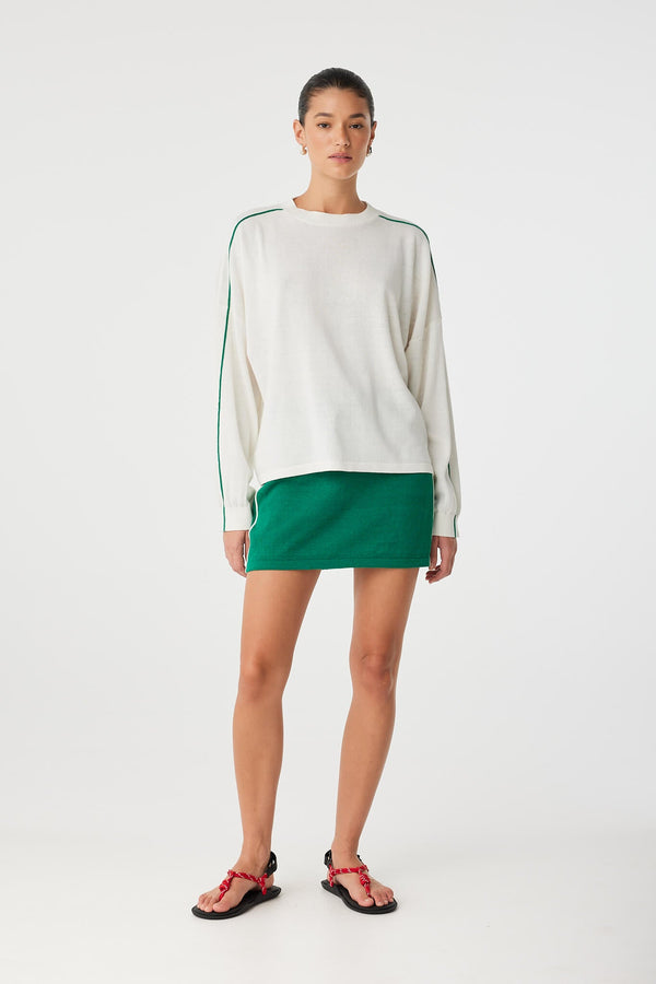 Pippa Long Sleeve - Cream & Palm Green