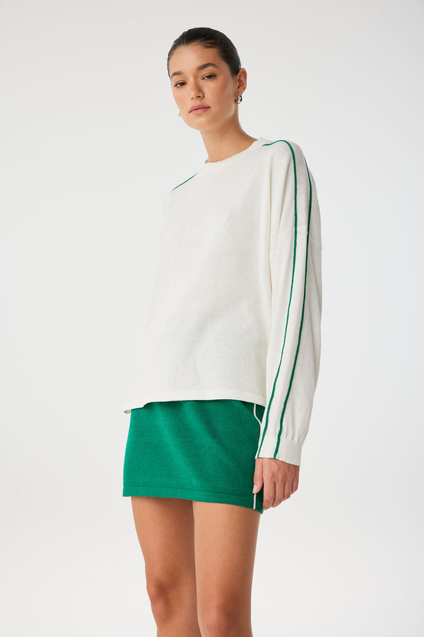 Pippa Long Sleeve - Cream & Palm Green