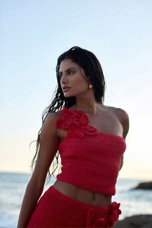 Lily Crochet Top-Red