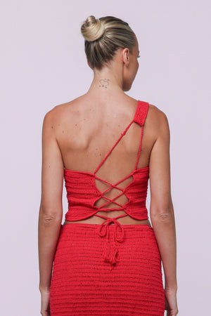 Lily Crochet Top-Red