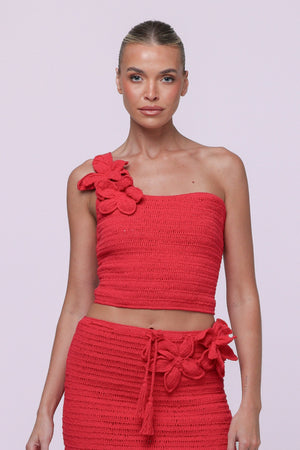 Lily Crochet Top-Red