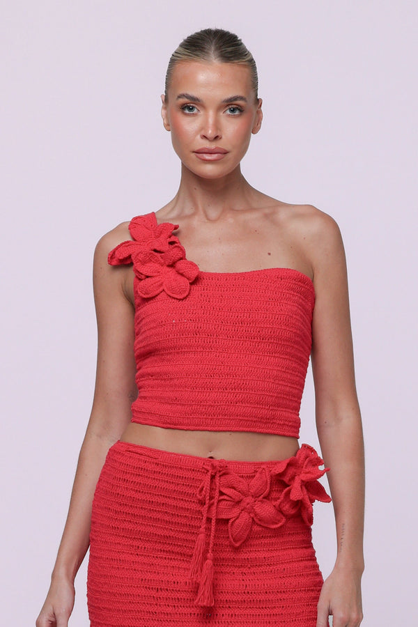 Lily Crochet Top-Red