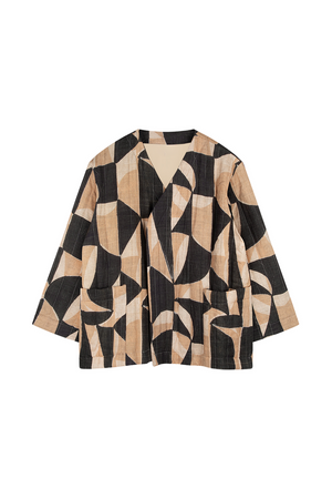 Mosaic Quilted Linen Blend Reversible Jacket