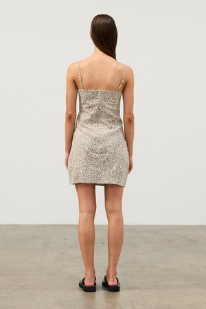 Micro Leopard Hemp Blend Mini Dress