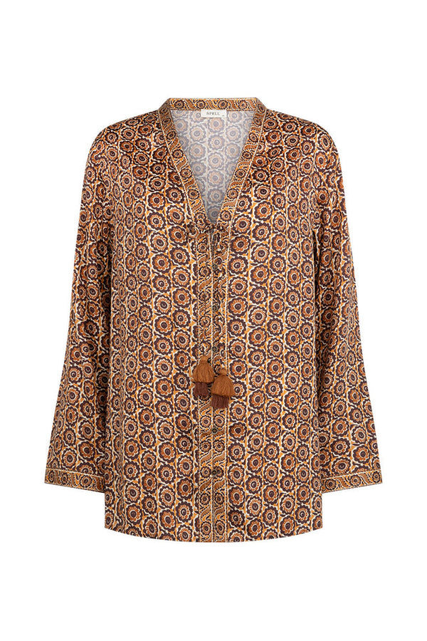 Sannah Tie Blouse - Golden Ochre
