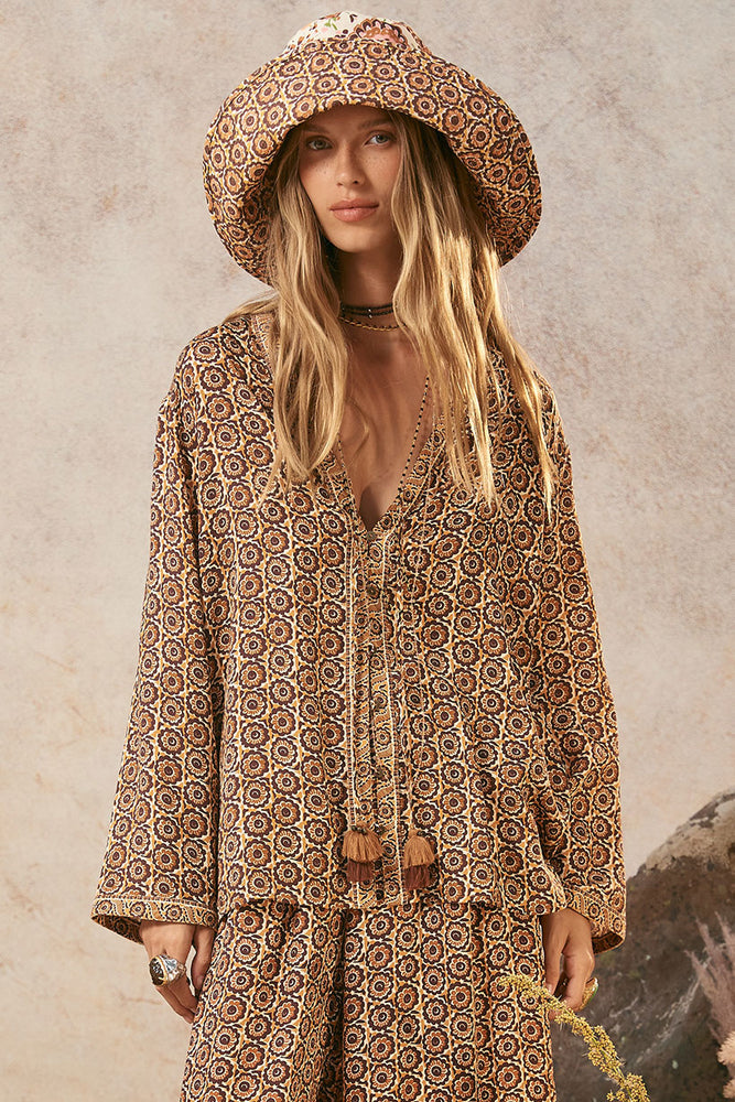 Sannah Tie Blouse - Golden Ochre