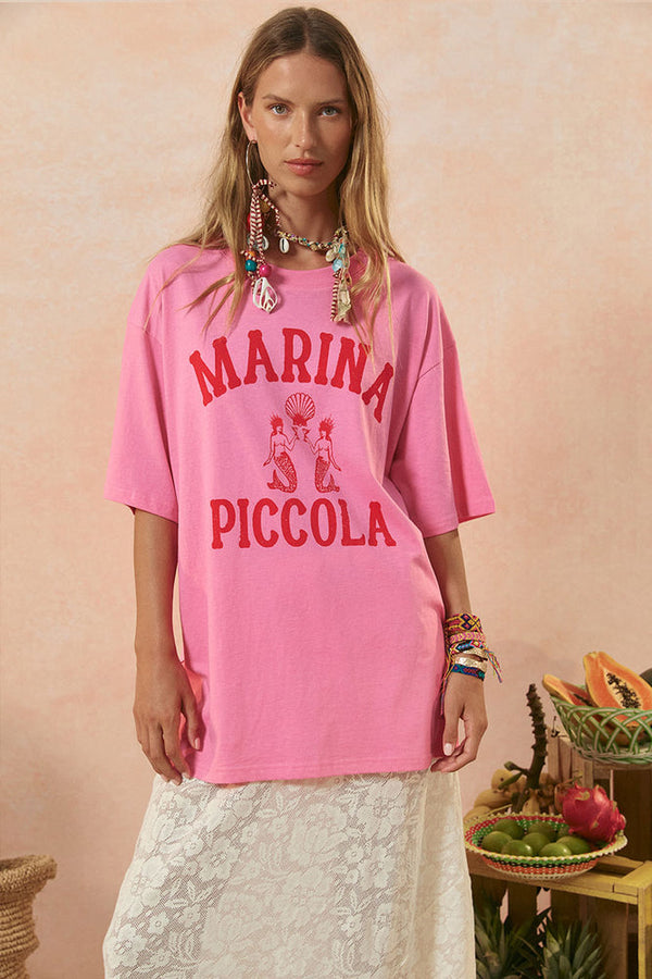 Marina Piccola Oversized Biker Tee - Cosmos Pink
