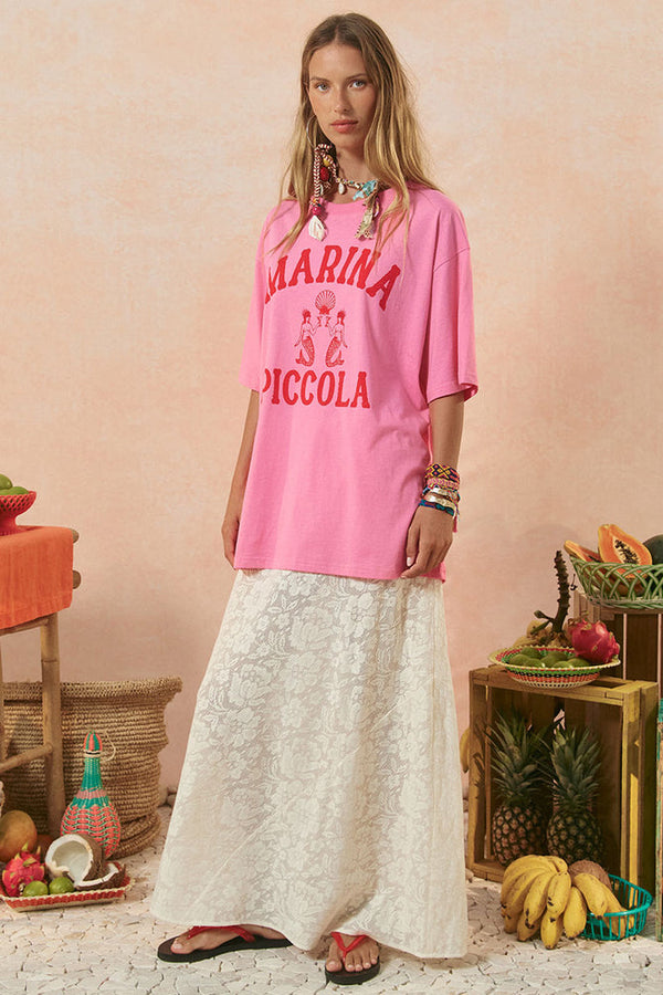 Marina Piccola Oversized Biker Tee - Cosmos Pink