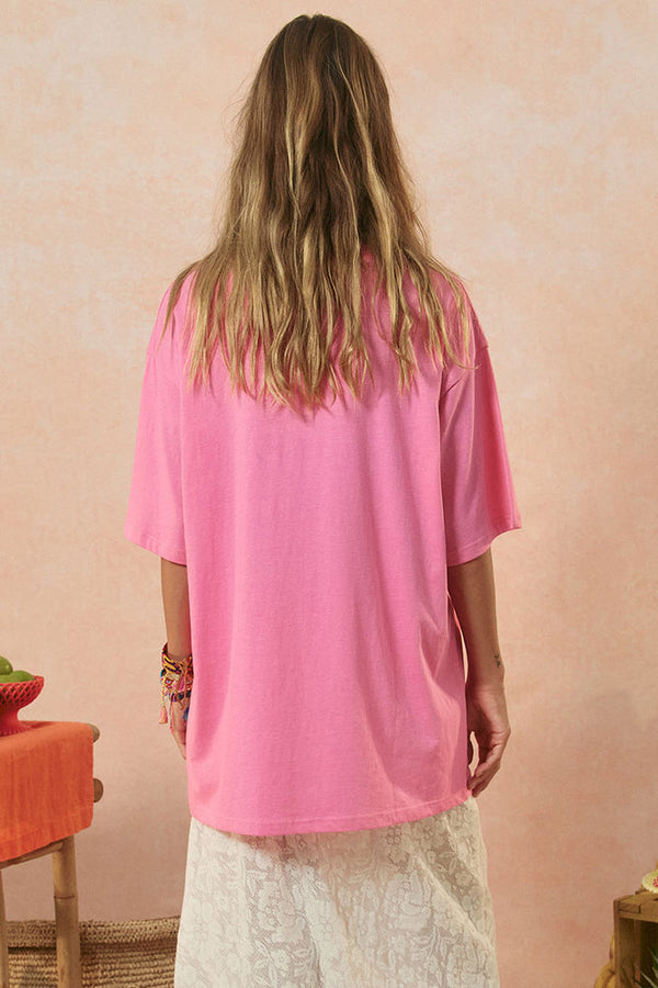 Marina Piccola Oversized Biker Tee - Cosmos Pink