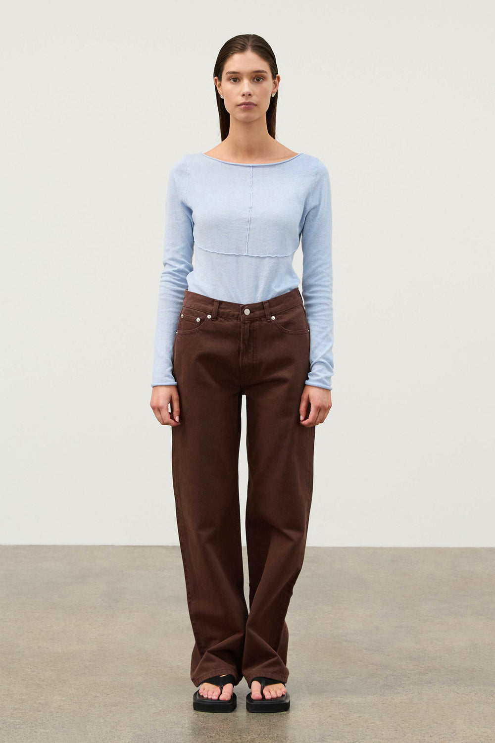 Panelled Long Sleeve Knit Top