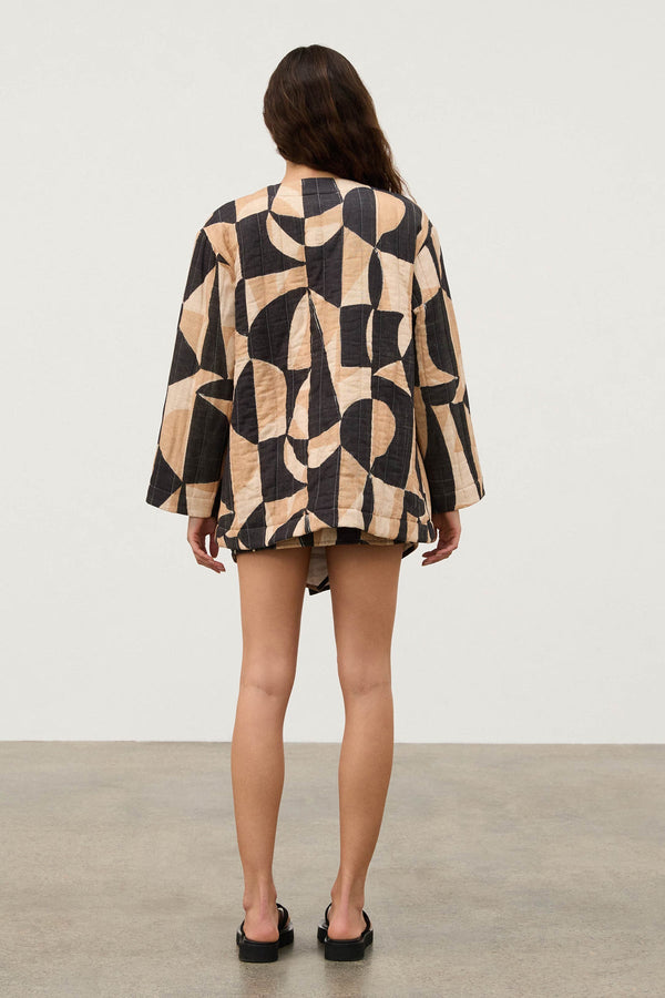 Mosaic Quilted Linen Blend Reversible Jacket