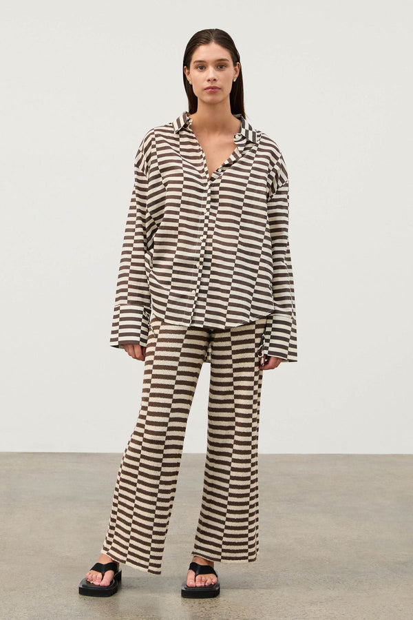 Cocoa Grid Cotton Shirt