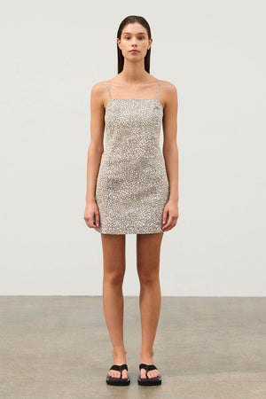 Micro Leopard Hemp Blend Mini Dress