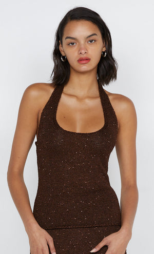 DELFINA SEQUIN HALTER TOP