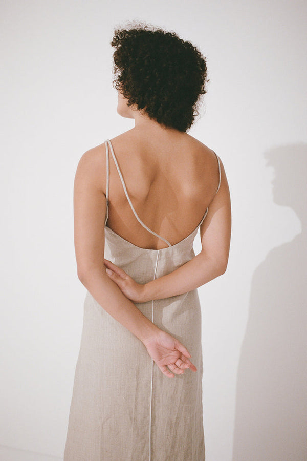 HUSK CONTRAST LINEN DRESS