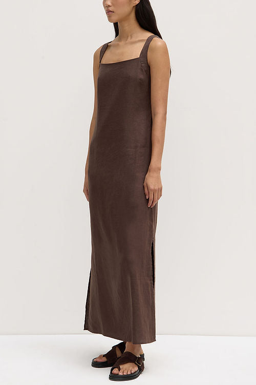 Juno Linen Midi Dress Ganache