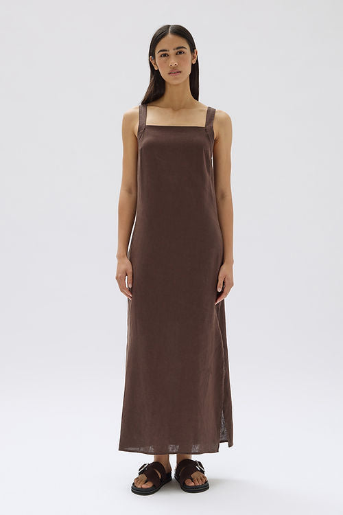 Juno Linen Midi Dress Ganache