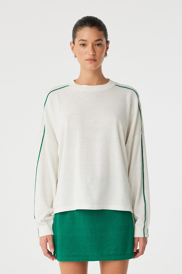 Pippa Long Sleeve - Cream & Palm Green
