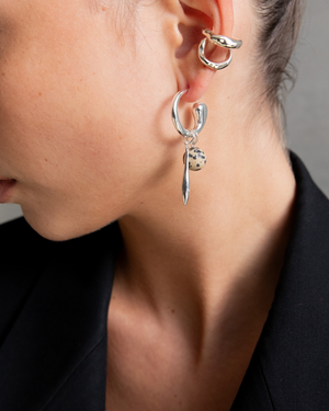 Swirl Statement Charm Earrings - Dalmatian Jasper