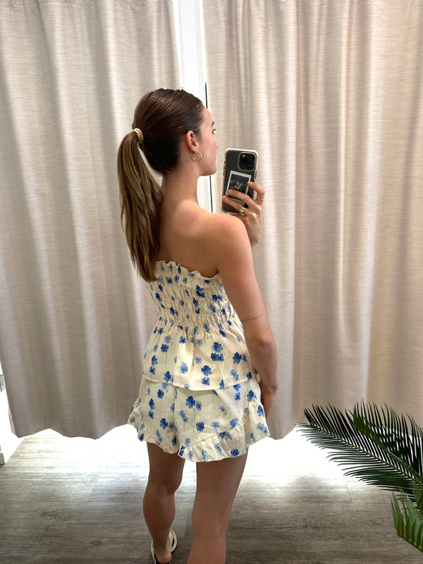 Butter Yellow Floral Strapless Set