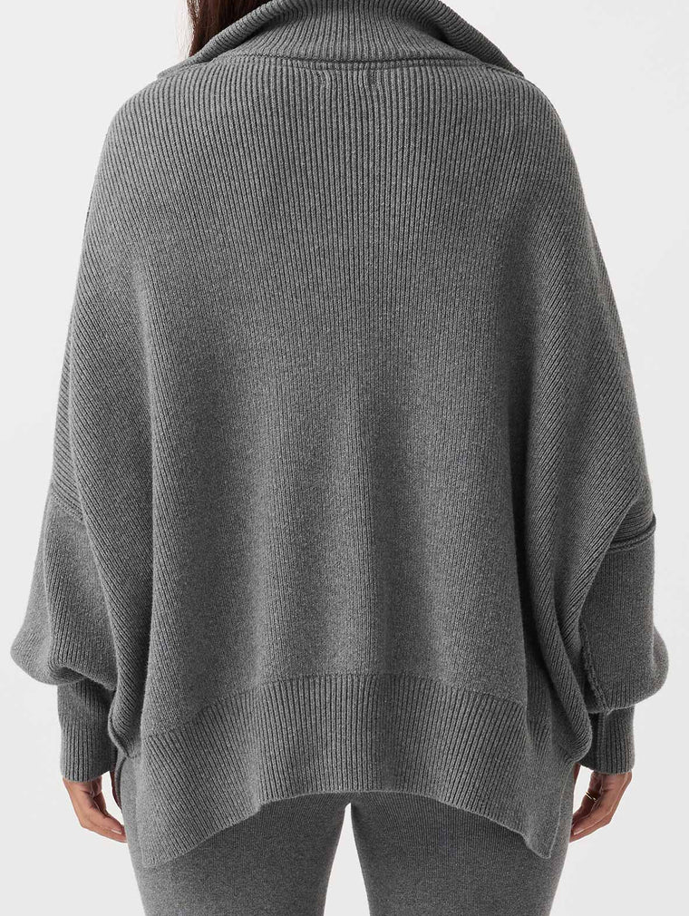 London Zip Sweater - Dark Grey Marle