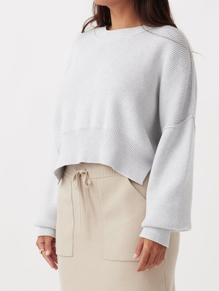 Harlo Cropped Sweater - Grey Marle