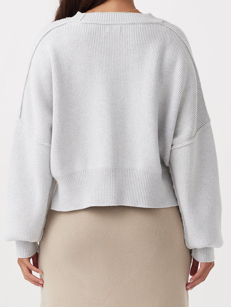 Harlo Cropped Sweater - Grey Marle