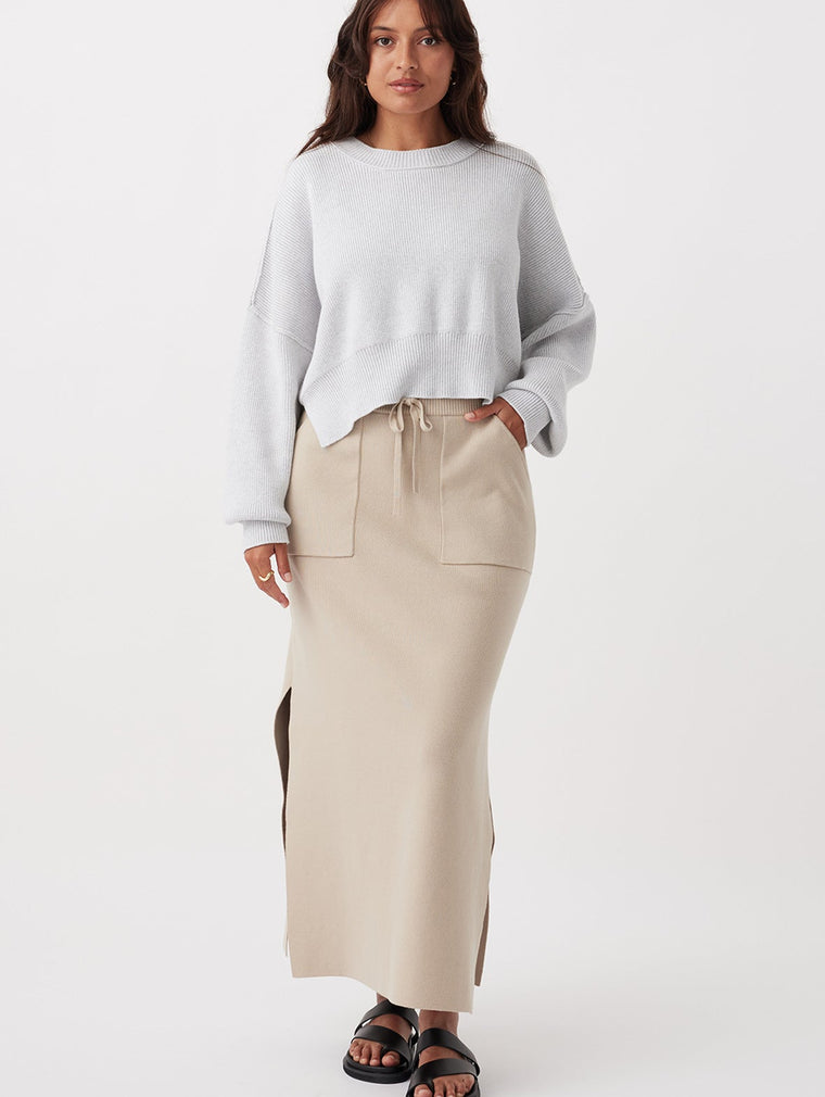 Harlo Cropped Sweater - Grey Marle