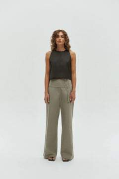 Bea Belted Pant - Moss