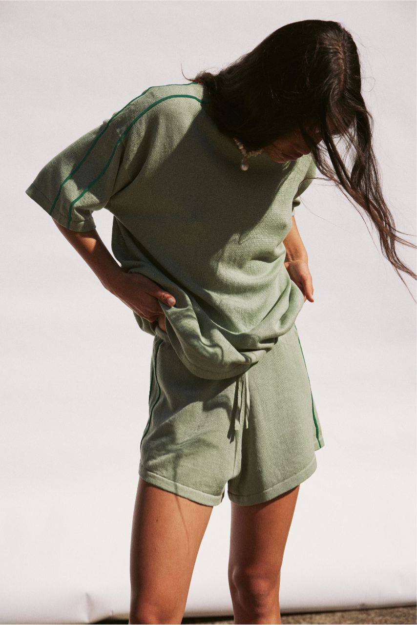 Pippa Oversized Tee - Eucalyptus & Sea Green