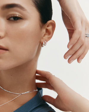 Indigo Hoops - Silver