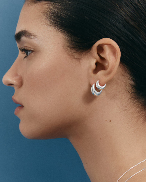 Indigo Hoops - Silver