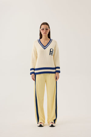 AJ V-Neck Knit Sweater Coconut