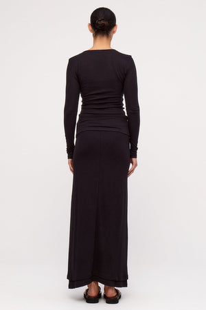 Black Rib Hemp Jersey Long Sleeve Top