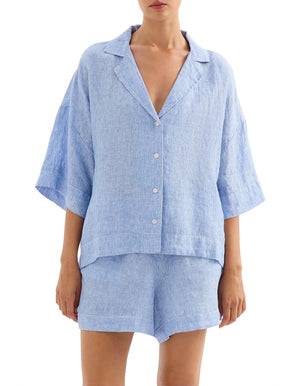 Lounge Stripe Linen Long Shirt