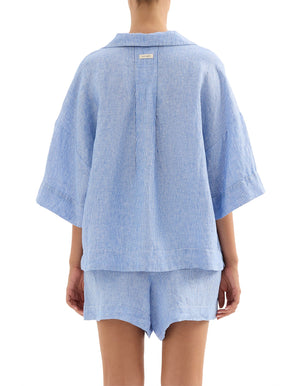 Lounge Stripe Linen Long Shirt