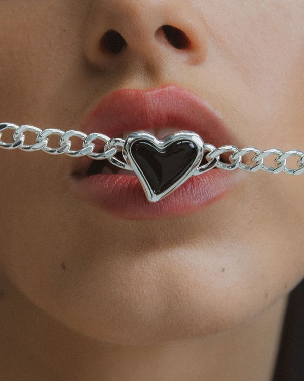 Whitney Heart Choker - Onyx