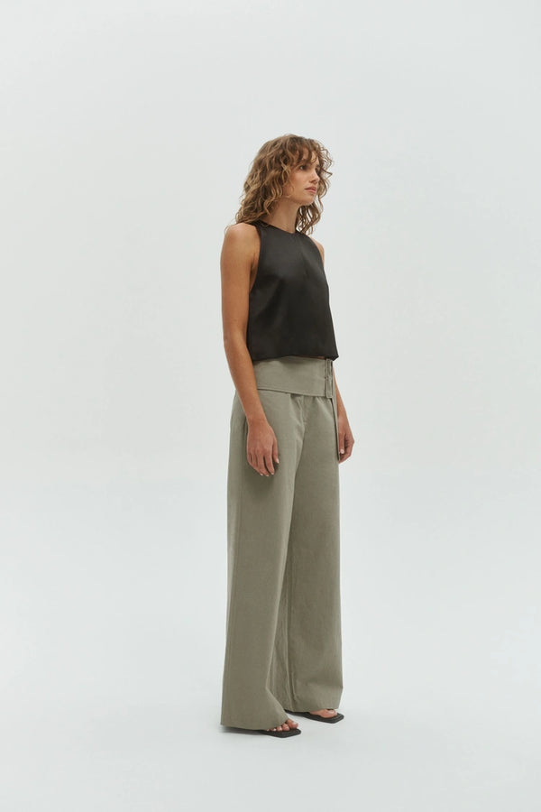 Bea Belted Pant - Moss
