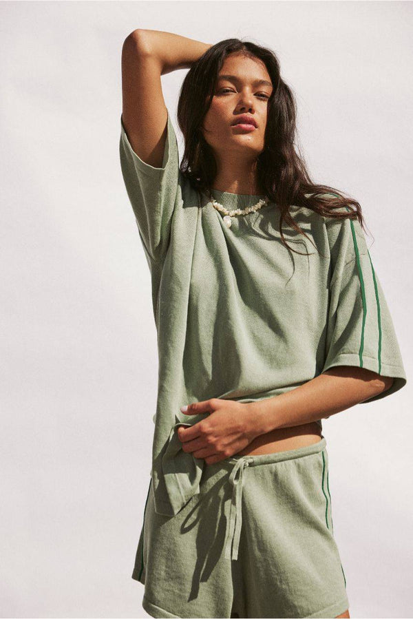 Pippa Drawcord Short - Eucalyptus & Sea Green