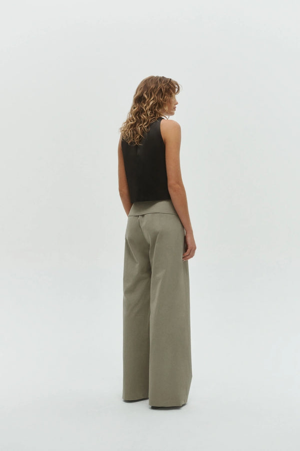Bea Belted Pant - Moss